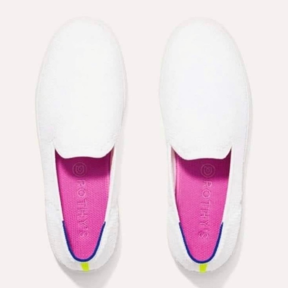 🆕 Rothy's White Terry Slip-On Sneakers Woman Size 9 *Retired Color/Design*